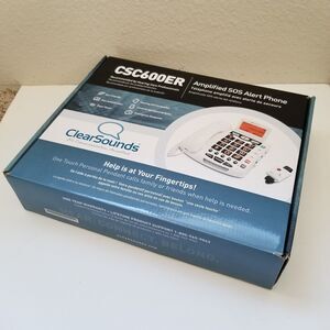 ClearSounds CSC600ER Amplified Corded Phone w/ Wireless SOS Alarm Pendant, White